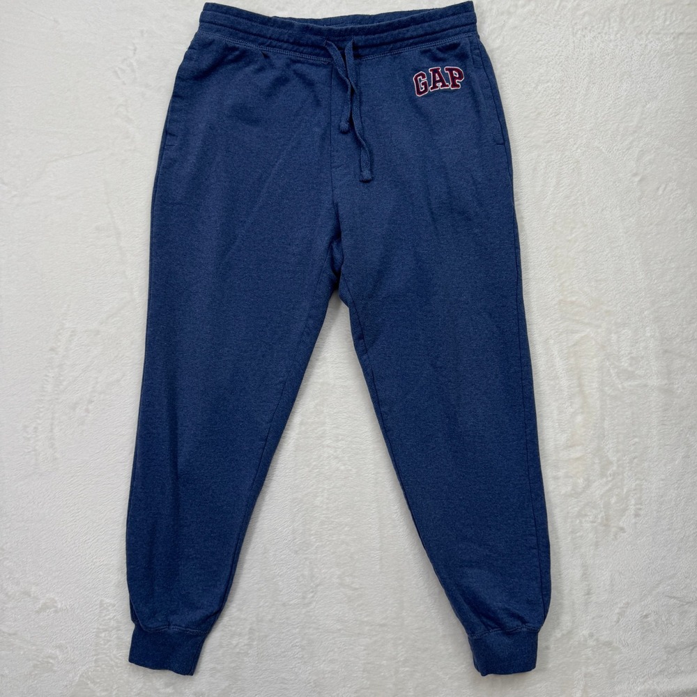 Gap Joggers Mens XL Blue Logo Embroidered Fleece Sweatpants Athletic Drawstring